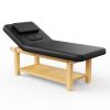 80 Inches Wide - Quality Leather Beauty Spa Furniture Massage Table Bed Wooden Facial Bed Wooden Beauty Bed - Black