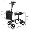 Folding Knee Scooter, Steerable Leg Walker with Bag and Dual Braking System, Crutch Alternative for Foot Injuries Ankles Surgery, Black