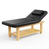 80 Inches Wide - Quality Leather Beauty Spa Furniture Massage Table Bed Wooden Facial Bed Wooden Beauty Bed - Black