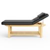 80 Inches Wide - Quality Leather Beauty Spa Furniture Massage Table Bed Wooden Facial Bed Wooden Beauty Bed - Black