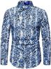 Snakeskin Long Sleeve Shirts Men's Casual Print Disco Button Down Shirt