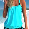 Plus Size Casual Swimsuit Set, Women's Plus Colorblock Dot Print Cut Out Round Neck Cami Top & Shorts Bathing Suit Two Piece Set