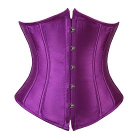 SEXY Gothic Underbust Corset and Waist cincher Bustiers Top Workout Shape Body Belt Plus size Lingerie S-6XL (Color: Purple)