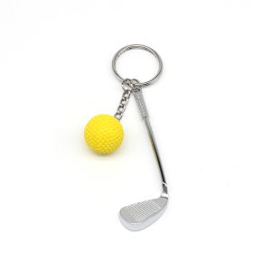 1PCS Golf Key Chain Pendant Schoolbag Backpack Pendant Small Gift Golf Creative European And American Metal Pendant Crafts (Color: Yellow)