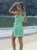 Solid Color Hollow Out Dress Without Bikini, V Neck See Through Split Crochet Cover Up Dress, Women's Swimwear & Clothing