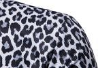 Men's Fashion Leopard Shirts Slim Fit Stand Collar Single Breasted Shirts Casual Long