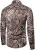 Men's Fashion Leopard Shirts Slim Fit Stand Collar Single Breasted Shirts Casual Long